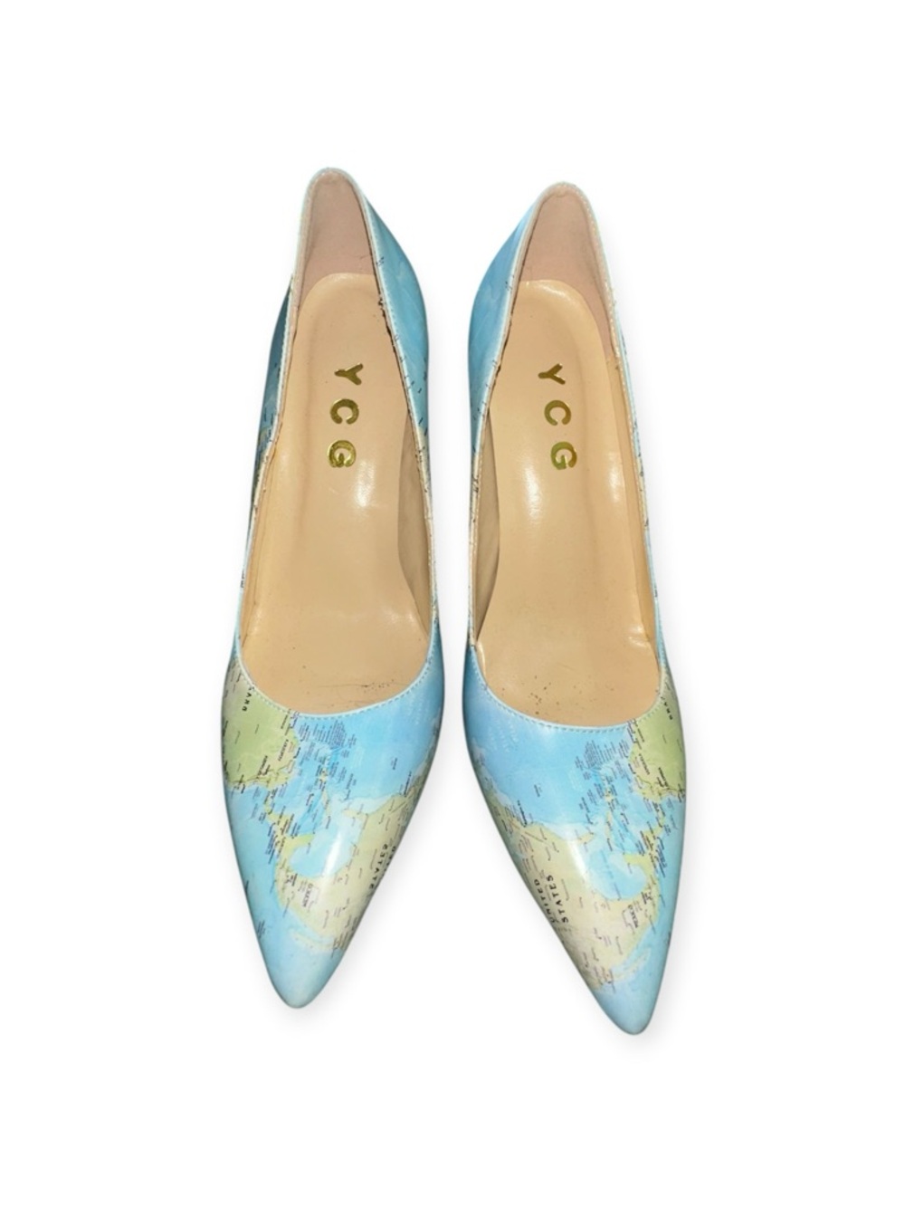 YCG Global Map Print Pointed Toe Pumps, Size 8, NWOT - Picture 4 of 13